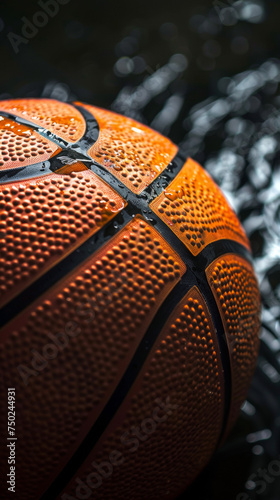 Close-up of a basketball texture. March Madness and National Basketball Day promotions.