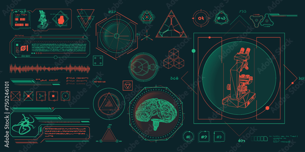 Vector data elements for sci-fi interface infographics. Vector data elements for sci-fi interface infographics.