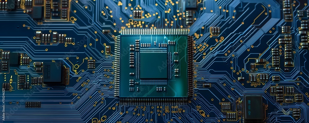 Digitalisierung mit rechenstarken Computerchips, Konzept GPUs für künstliche Intelligenz - obrazy, fototapety, plakaty 