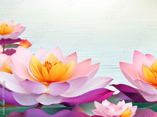 GENERATIVE AI A beautiful pink waterlily or lotus flower in pond