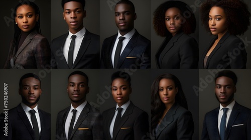 Vielfältige Gesichter afroamerikanischer Geschäftsleute für den Black History Month
