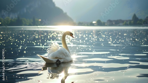 Fototapeta Naklejka Na Ścianę i Meble -  A swan on a like