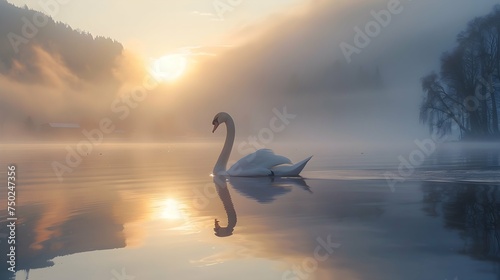 Fototapeta Naklejka Na Ścianę i Meble -  A swan on a like