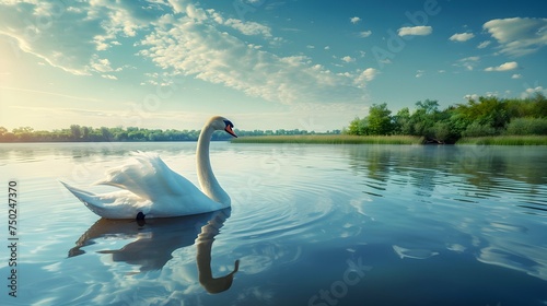 A swan on a like