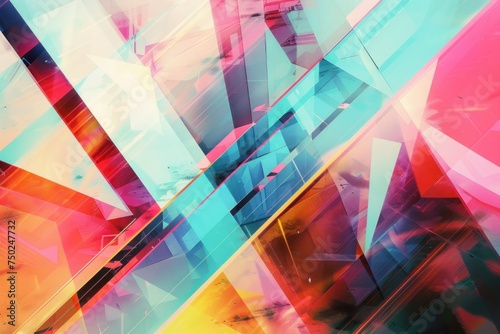 rainbow geometric background  A dynamic and vibrant abstract geometric design  full of bright colors and sharp lines  ideal for a modern and edgy wallpaper or creative project  banner