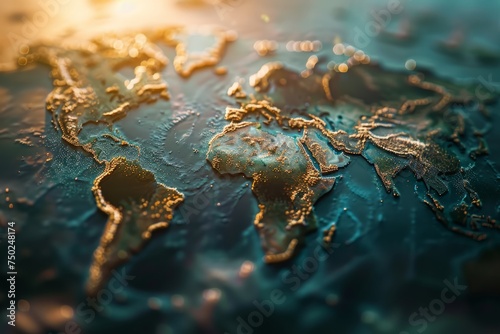 Illuminated World Map Close Up