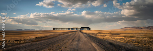 The Solitary Sentinel: Study of an Isolated Building Standing in a Vast, Empty Landscape