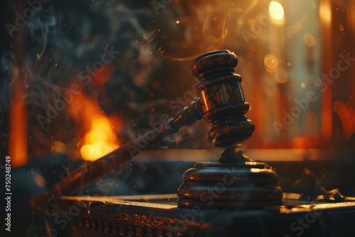 Wooden Gavel on Table