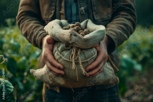 Man Holding Bag of Beans