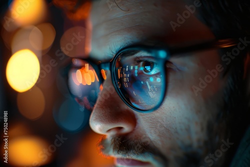 Close Up of Person Wearing Glasses