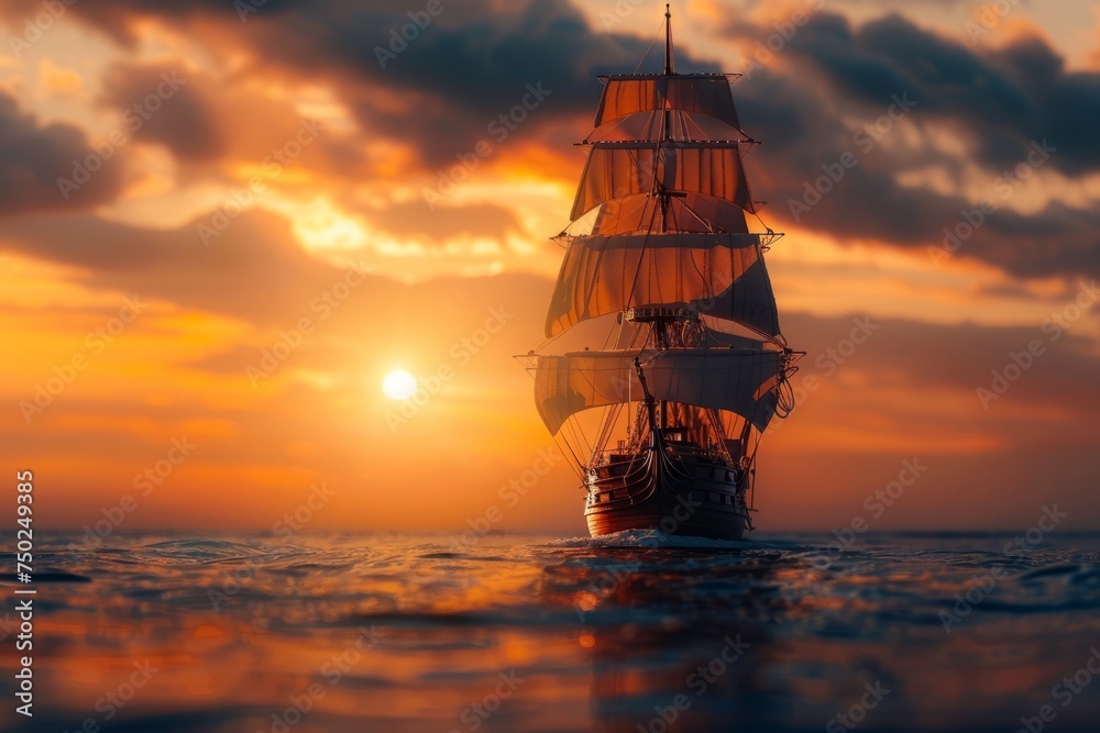 Sailboat Sailing Ocean Sunset