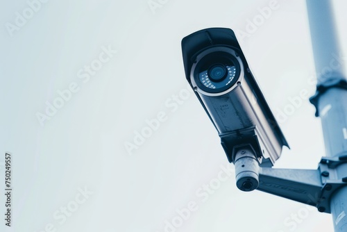 Security Camera Mounted on Metal Pole photo