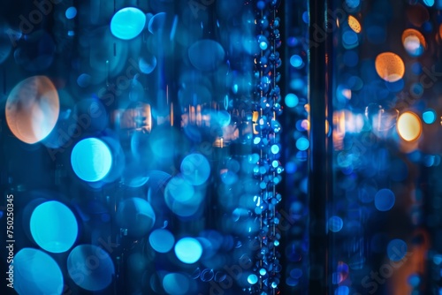 Blurry Window With Blue Lights