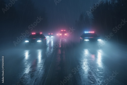 Cars Driving on Rain Soaked Road