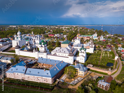 Panoramic cityscape of Russian city Rostov the Great and Rostov Kremlin photo