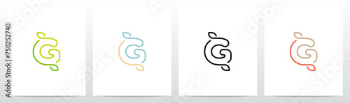 Outline Letter with Leaf Initial Logo Design G