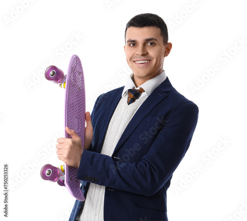 Funny businessman with skat...