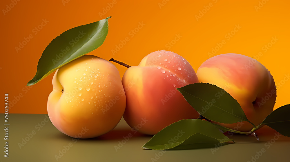 Detailed close-up of ripe peaches Detailed close-up of ripe peaches