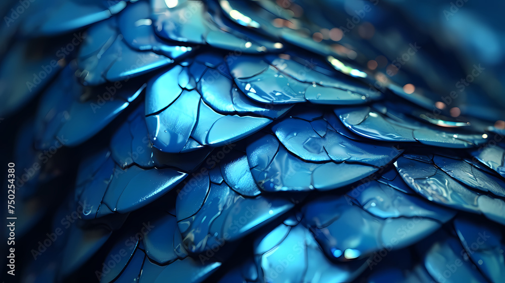 Close-up texture of scales with metallic shine Close-up texture of scales with metallic shine