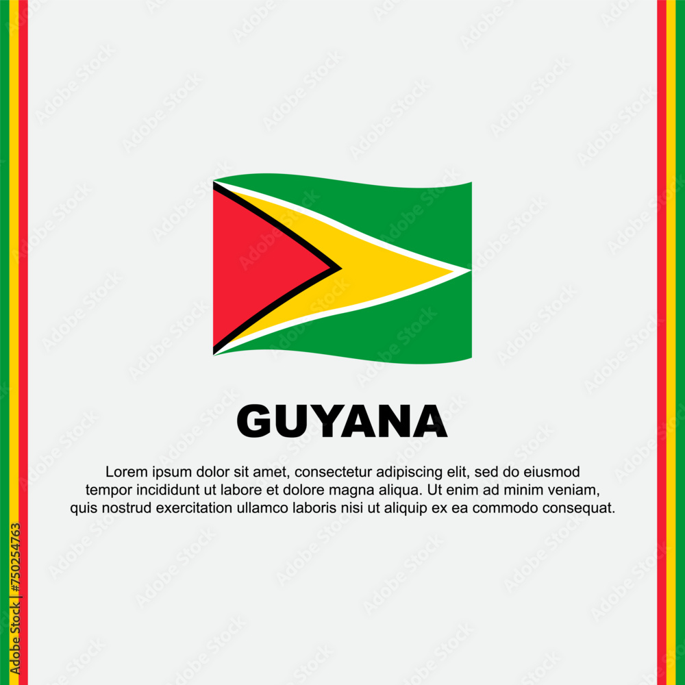 Guyana Flag Background Design Template. Guyana Independence Day Banner Social Media Post. Guyana Cartoon