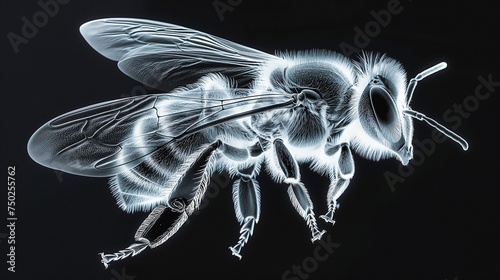 X-Ray Macro of Bee Mid-Flight Detailing Wing Structure