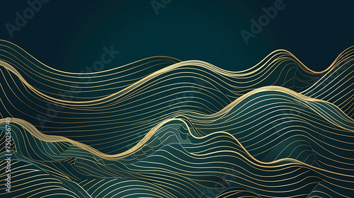 Vector art deco wavy luxury pattern, wavy lines japanese style background