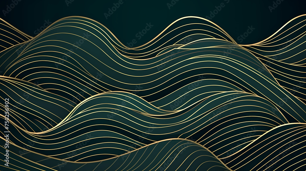 Vector art deco wavy luxury pattern, wavy lines japanese style background Vector art deco wavy luxury pattern, wavy lines japanese style background