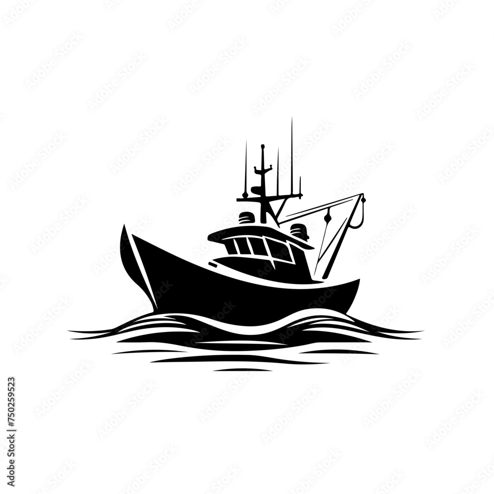 Fishing Sea Ship Logo Design