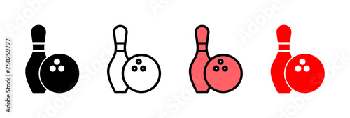 Bowling icon vector illustration. bowling ball and pin sign and symbol.