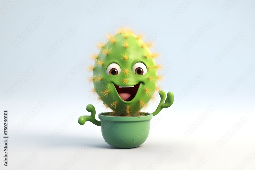 Fototapeta premium 3d rendering cute Fishhook Cactus character