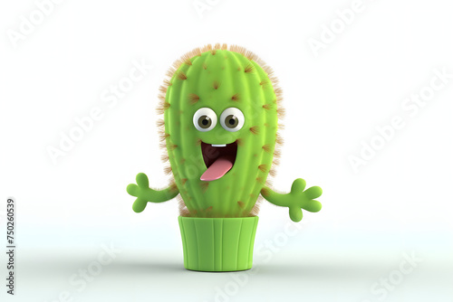 3d rendering cute Organ Pipe Cactus character photo