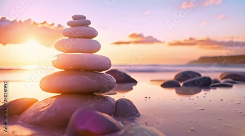 stone balance near the beach photo