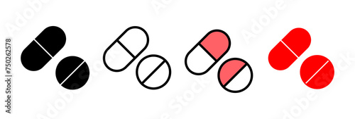 Pills icon vector illustration. capsule icon. Drug sign and symbol