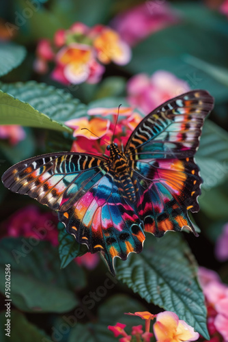 Vibrant Butterflies Resting on Flowers, Mesmerizing Display of Nature's Beauty, Biodiversity in Vivid Hues