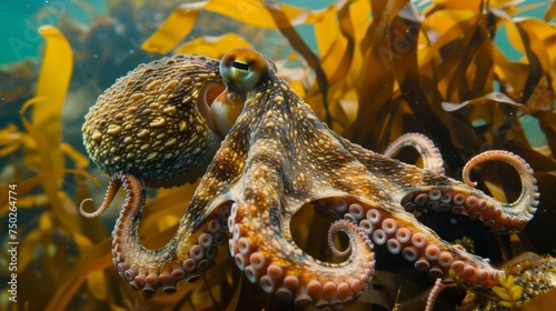 A the colorful swirls of a thriving underwater kelp forest a rare and elusive species of octopus is caught on film for the first time its intricate patterns and mesmerizing