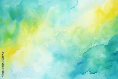 Stylish background material painted with yellow and green watercolors, Generative AI photo