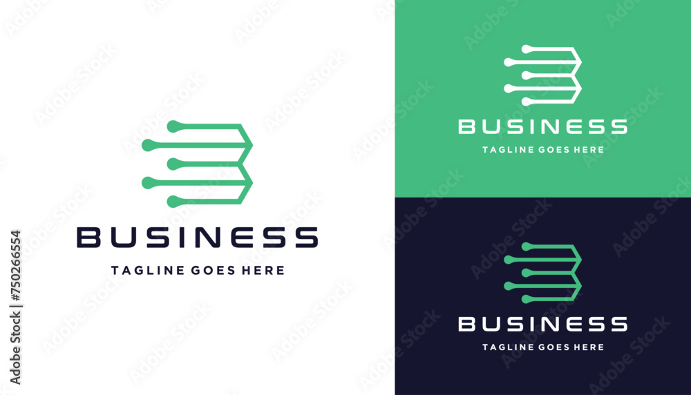 Modern Initial Letter B with Digital Cable Link For Futuristic Internet Connection Network Logo Design