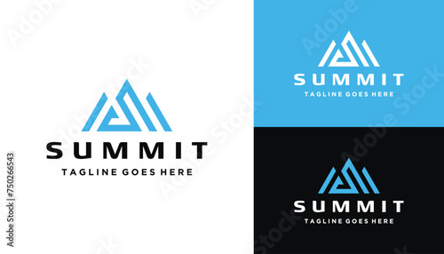 Initial Letter S with Mountain Peak For Simple Outdoor Mount View Logo Design