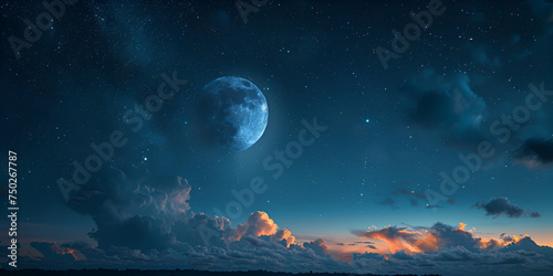 Moon Starry Field Beautiful Background 