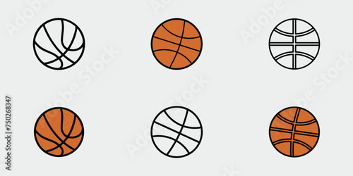 set of basketball icon vector logo outline illustration template graphic design