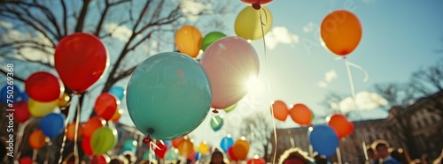 Wallpaper Mural A Heartwarming Easter Morning Scene: Families Gather to Release Hundreds of Colorful Balloons Carrying Messages of Hope into the Sky Torontodigital.ca