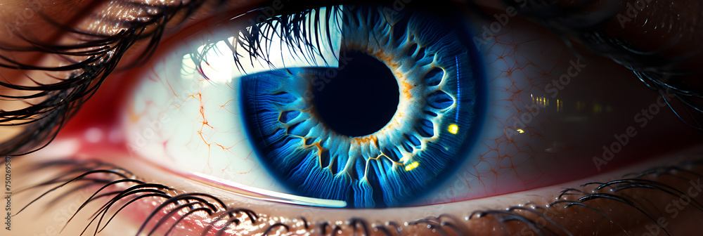 Magnified Beauty: Gazing Into The Depths of A Crystal Clear, Vibrant Blue Human Eye