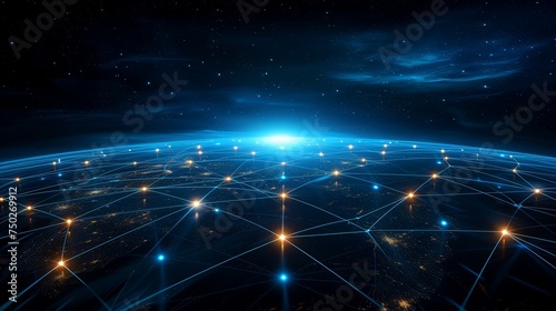 Digital world map globe with global network technology