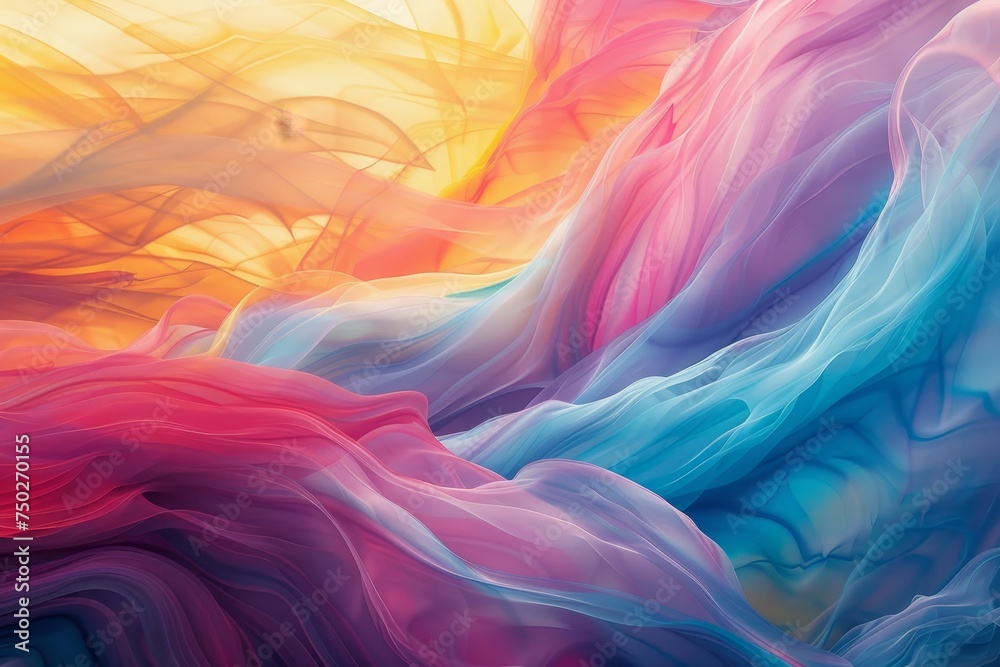 A Vibrant Tapestry of Abstract, Colorful Waves Unfurling to Welcome the Joy and Renewal of Easter Morning - obrazy, fototapety, plakaty 