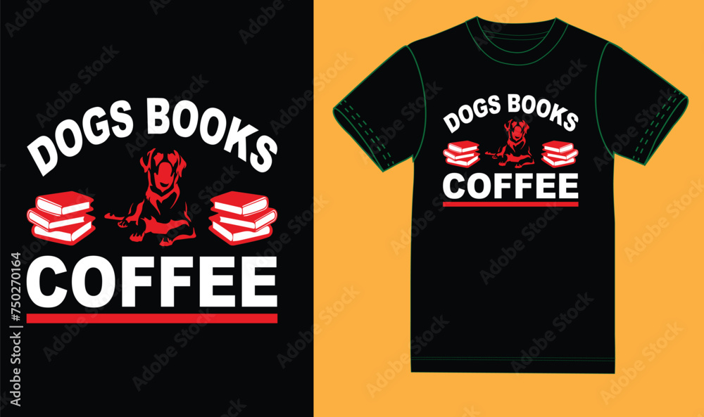 Dogs books coffee t shirt design