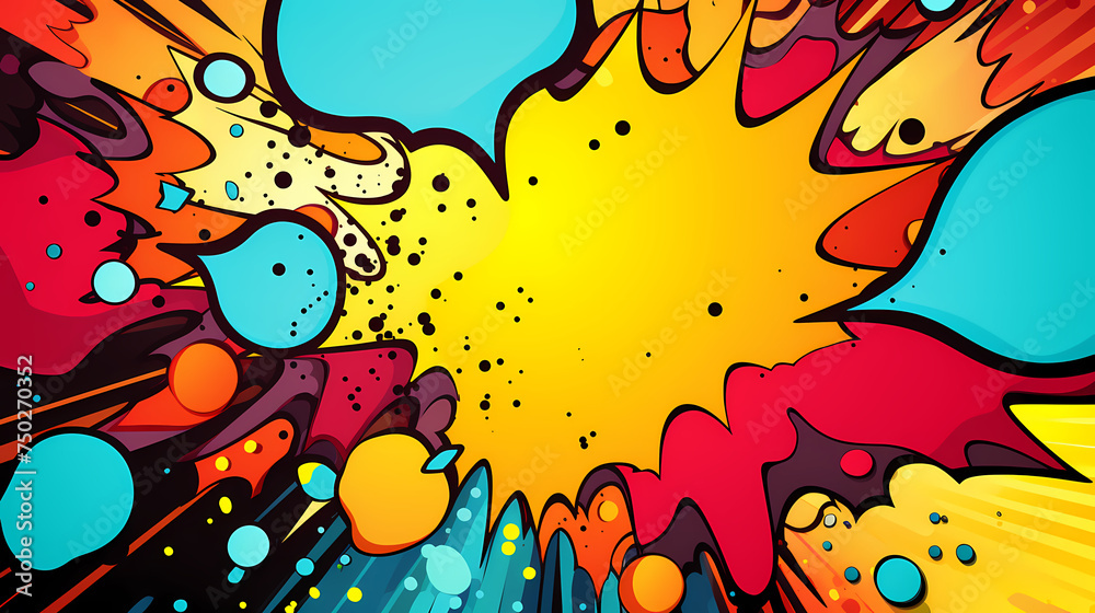 Naklejka premium Comic bubbles, fashion background and creative line drawing