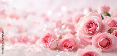 pink roses with water drops generative ai