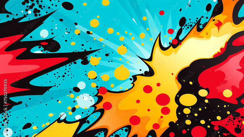 Fototapeta premium Comic bubbles, fashion background and creative line drawing