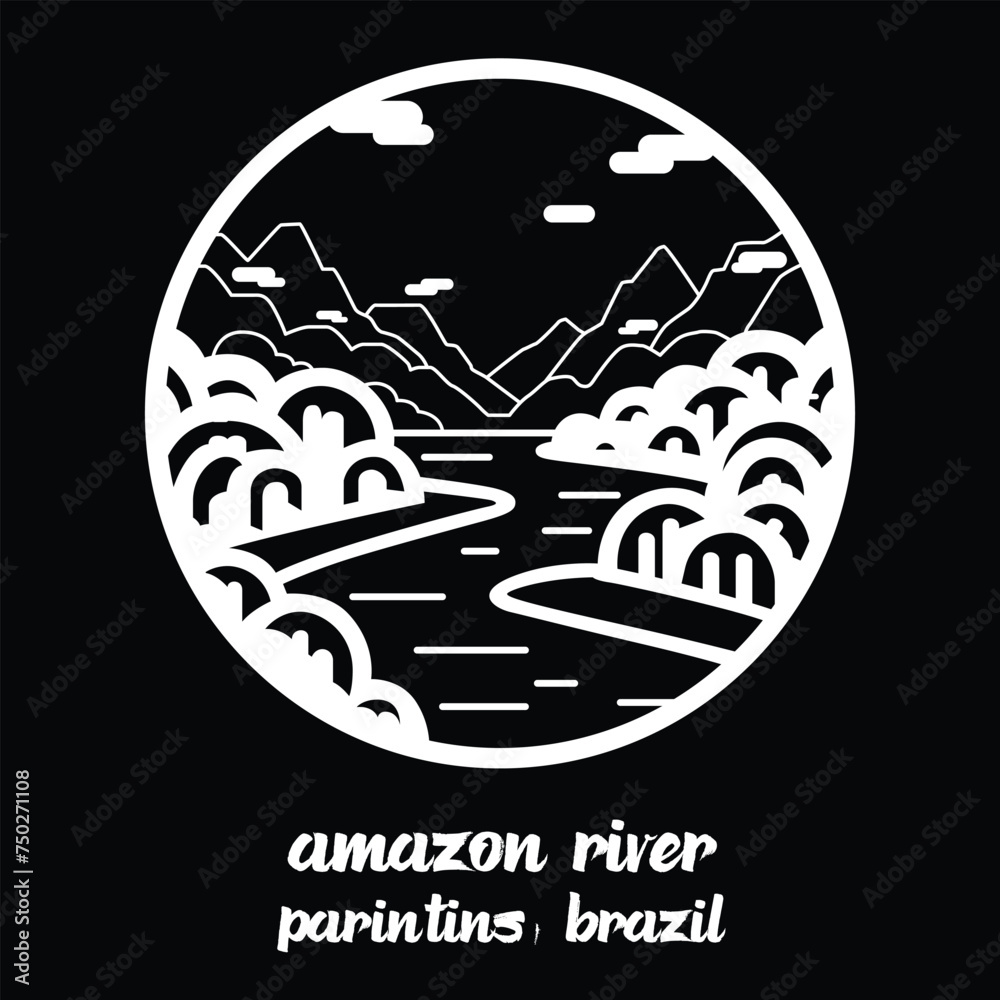 Fototapeta premium Circle Icon Amazon River. Vector illustration