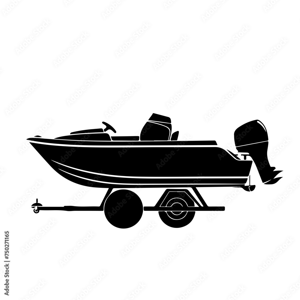 Jon Boat On Trailer Vector Logo - obrazy, fototapety, plakaty 